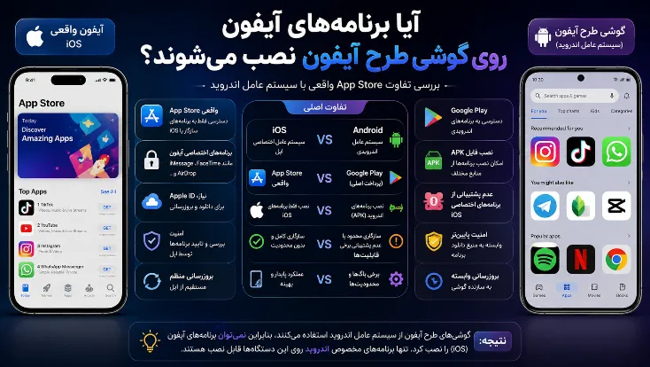 تفاوت iOS واقعی با رابط کاربری گوشیهای طرح آیفون